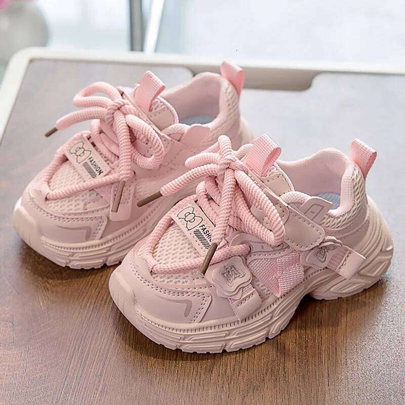 PU Leather Sport For Girls Anti-slippery Soft-soled Kid's Sneakers Trend Fashion Boy's Girl's Running Toddler Shoes 26W0224