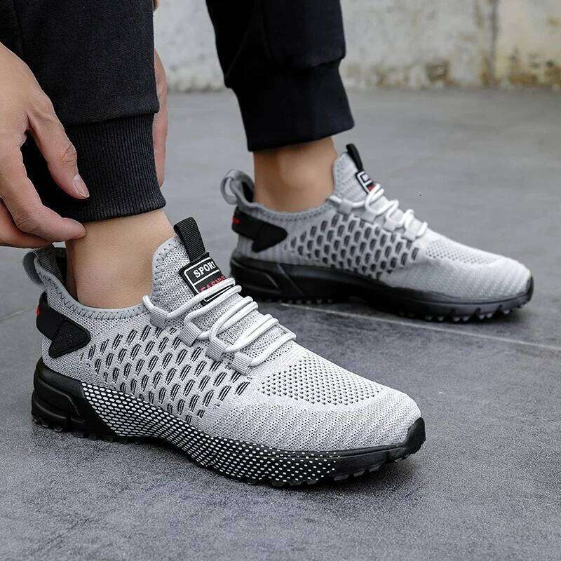 Men's Mesh Unique Grid Trend Design Breathable Comfortable Running Summer New Track Field Basketball Sports Shoes