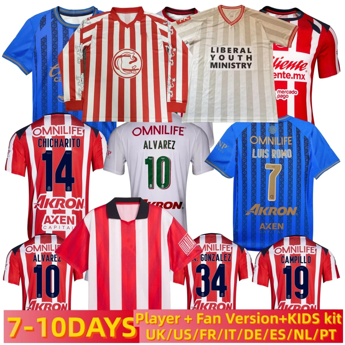 2025 2026 2027 HORMIGA CHICHARITO Chivas CD Guadalajara Soccer Jerseys A.GONZALEZ ALVAREZ I.BRIZUELA C.COWELL ALVARADO PULIDO E.GUTIERREZ football men and kids shirt