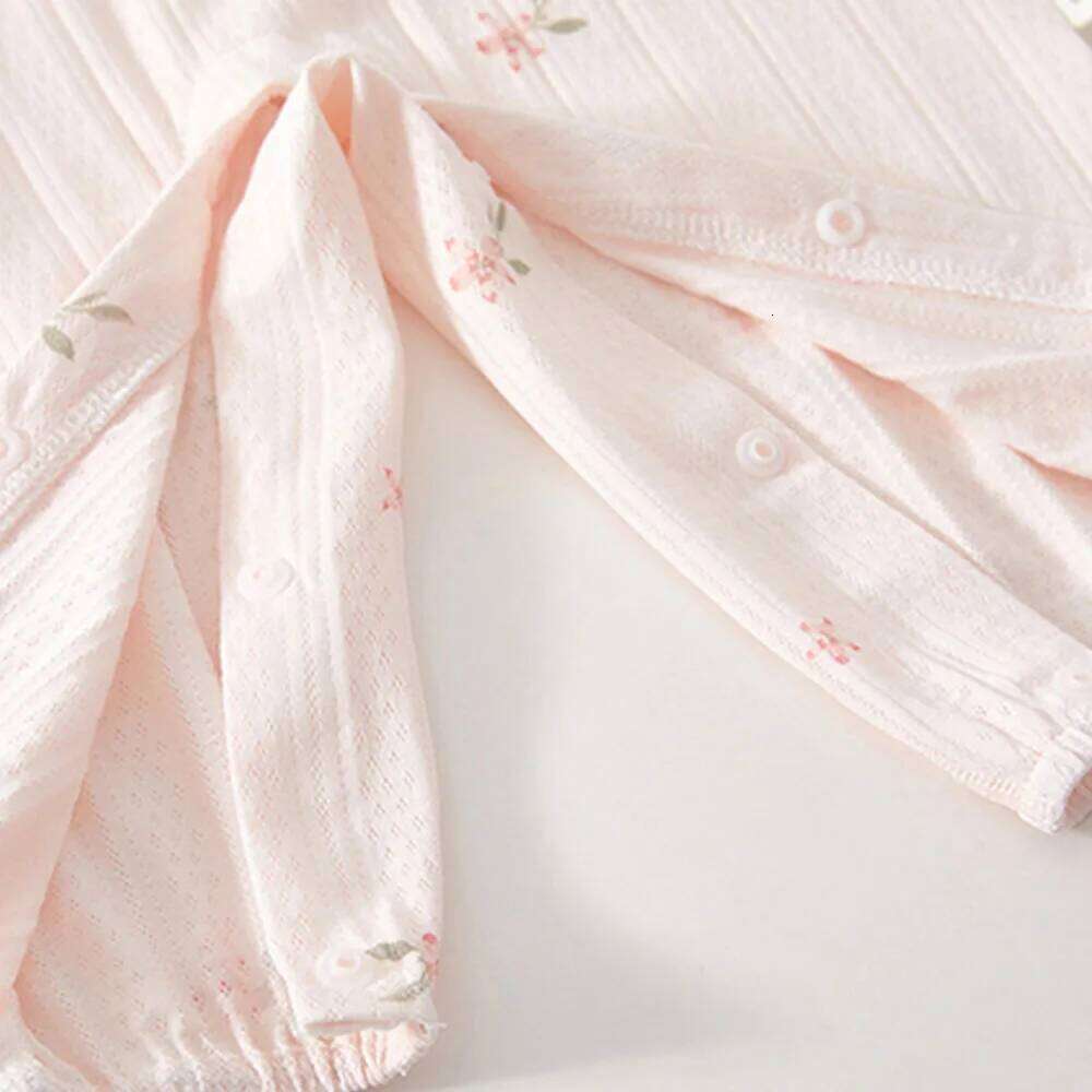 Girls Summer Romper Long Sleeve Thin Soft Newborn Baby Jumpsuit 1st Birthday Infant Boutique Clothing 26H0224