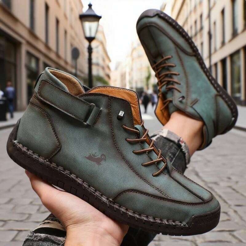 Barefoot Handmade Leather Boots for Men Spring Autumn Comfortable Soft Walking Loafers Fashion Retro Anti Slip Zero Drop Shoes