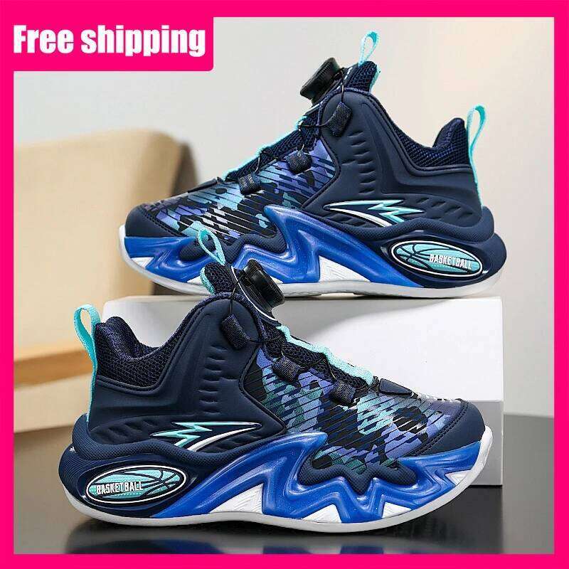 Children Basketball Autumn Shock-absorbing Rebound Wear-resistant Breathe Leather Soft Sports Running Shoes for Kids 26W0224
