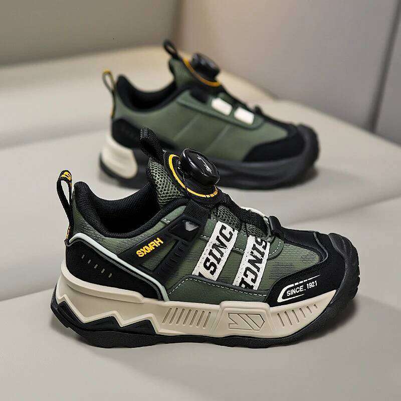 Children Boys Sneaker Luxury Thick Sole Fashion PU Leather Chunky Style Kids School Running Casual Sports Shoes for Boy 26W0224