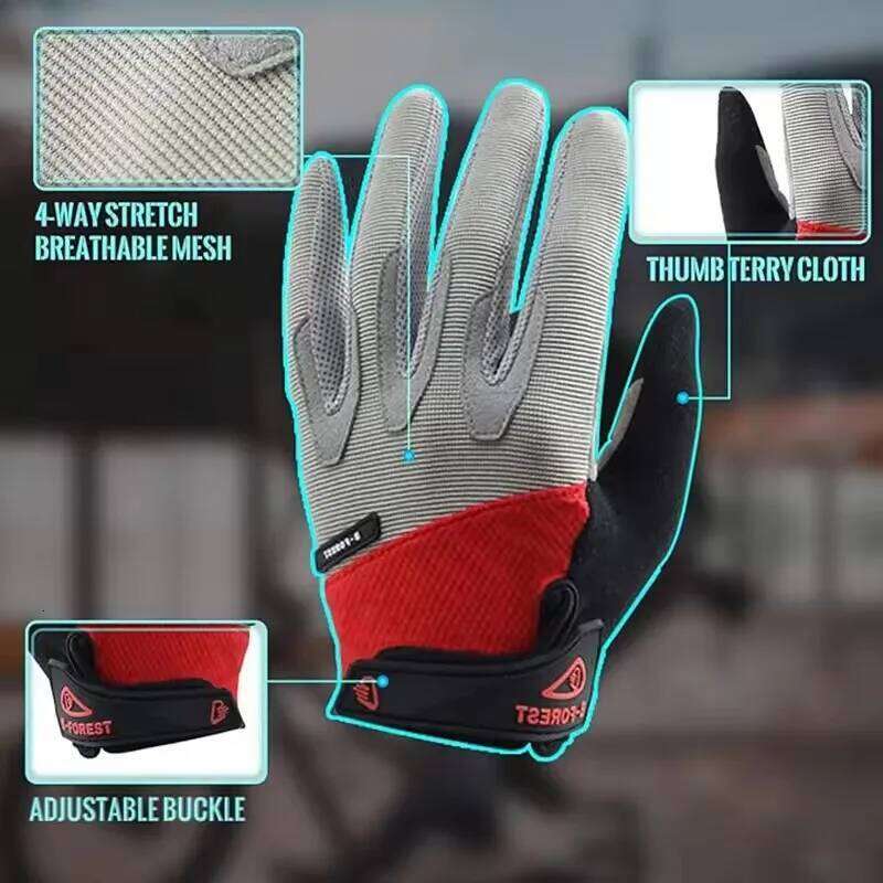 Spring Autumn Men's and Women's Sports Anti slip Fitness Outdoor Bicycle Full finger Riding Shock Absorbent Touchscreen Gloves 26H0224