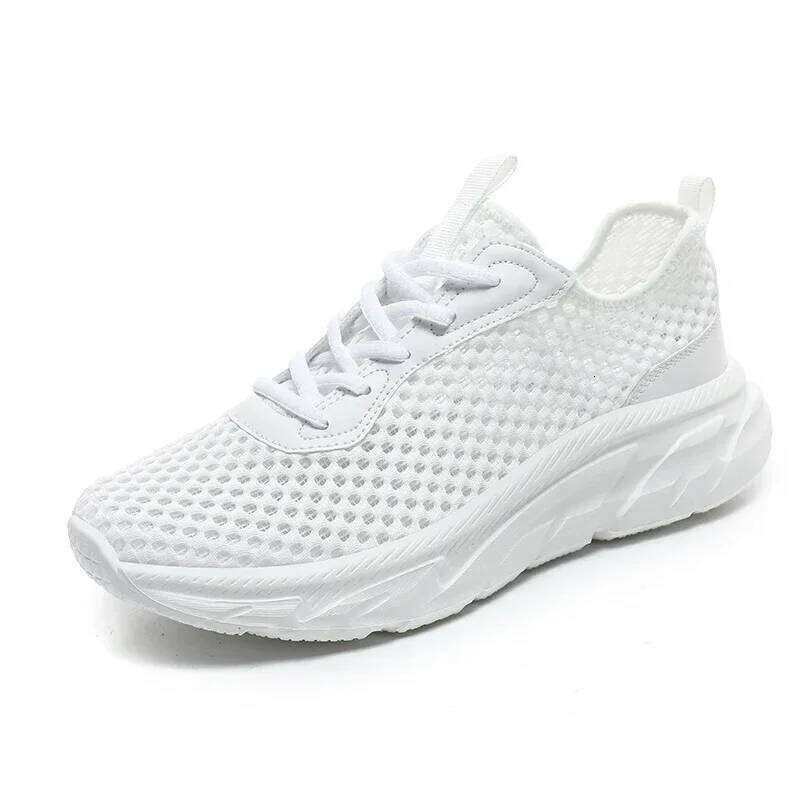 MAEDEF Summer Men's Casual Flats Shoes Hollow Mesh Sneakers Trendy Lightweight Gym Shoe Lace Up Breathable Mens Trainers Men