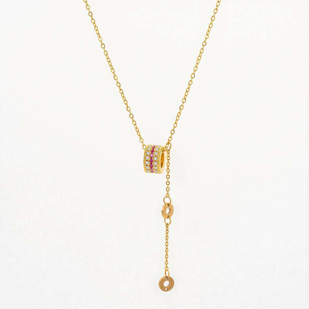 Slim Waist Road Trip Titanium Steel Necklace High-End Women's Inlaid Light Luxury Style Collarbone Simple Versatile Neck Chain