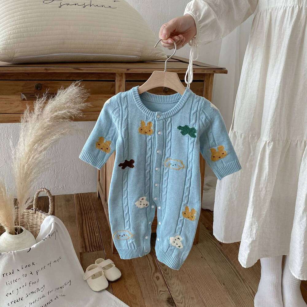Baby Autumn Winter New Jumpsuit for Boys and Girls Long Sleeve Knitted Climbing Clothes 26Y0224