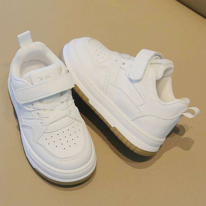 Children's White Spring and Autumn Kid's Sports Anti slip Lightweight Boys Board Soft Sole Baby Casual Shoes 26W0224