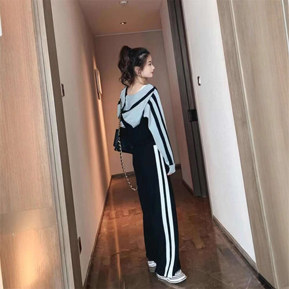 Women's Sweat Suit 2025 Spring And Autumn New Foreign Style Fashion Leisure Hooded T-shirt Pants Two Piece Set For Women Clothes