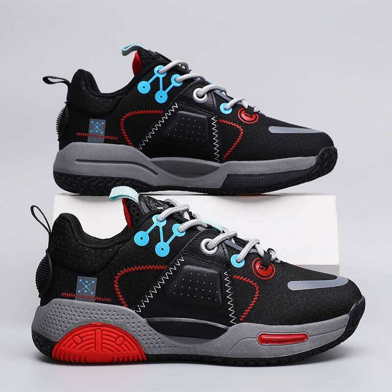 Teen High Top Comfort Breathe Anti Slip Rubber Sports Shoes Soft Soled Training Basketball Boots for Kids 26W0224