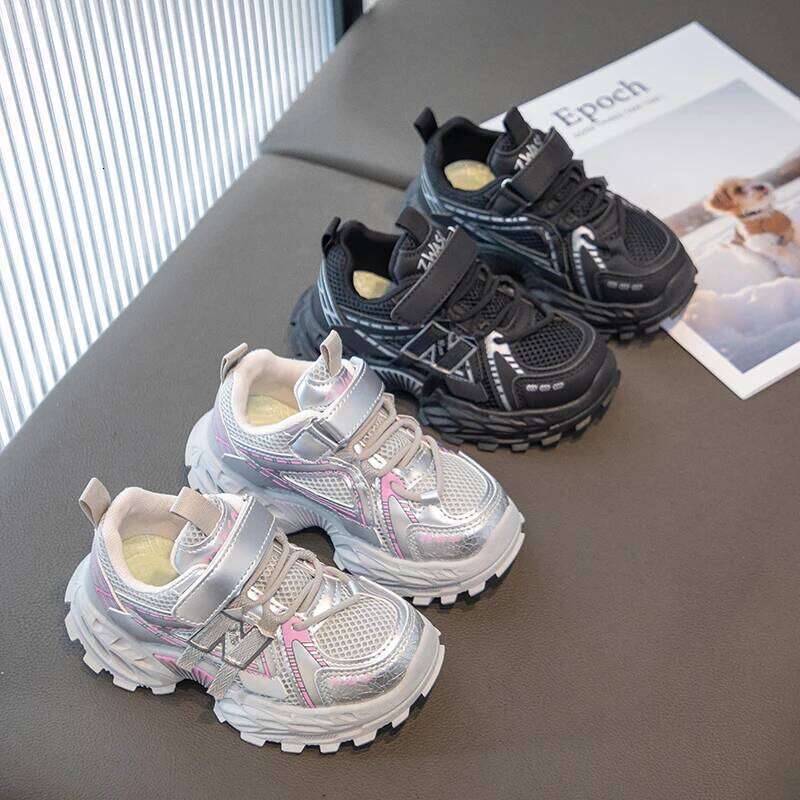 Girls' 2026 New autumn winter children's transparent mesh sports shoes, fashionable and anti-slip dad shoes 26W0224