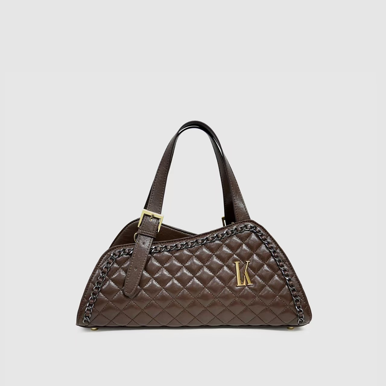 LK Factory Direct Supply Houndstooth Embroidery Thread Small Niche High-End Fashion Commute Versatile Crossbody Saddle Bag for Women Black Small Bag