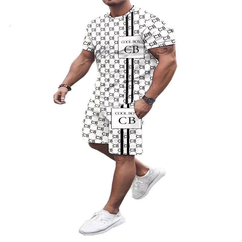 Luxury Brand Designer Clothes Men's Suit T-Shirt Men's Set Round Neck Short Sleeve Drawstring Shorts 2025 Hot Sale 3D Digital Print In Stock