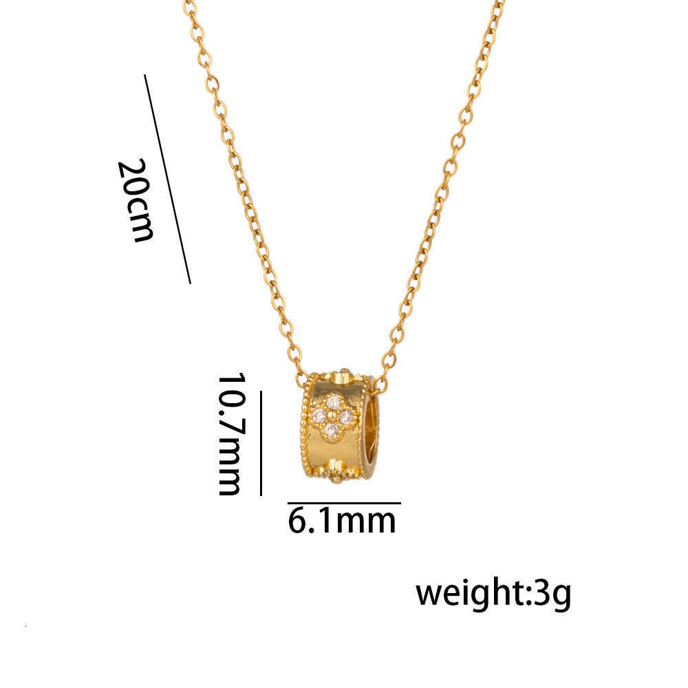Light Luxury Four-Leaf Clover Small Waist Necklace Versatile Micro-Inlaid Kaleidoscope Pendant Internet Celebrity Style Accessory For Women