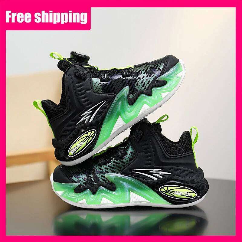 Children Basketball Autumn Shock-absorbing Rebound Wear-resistant Breathe Leather Soft Sports Running Shoes for Kids 26W0224
