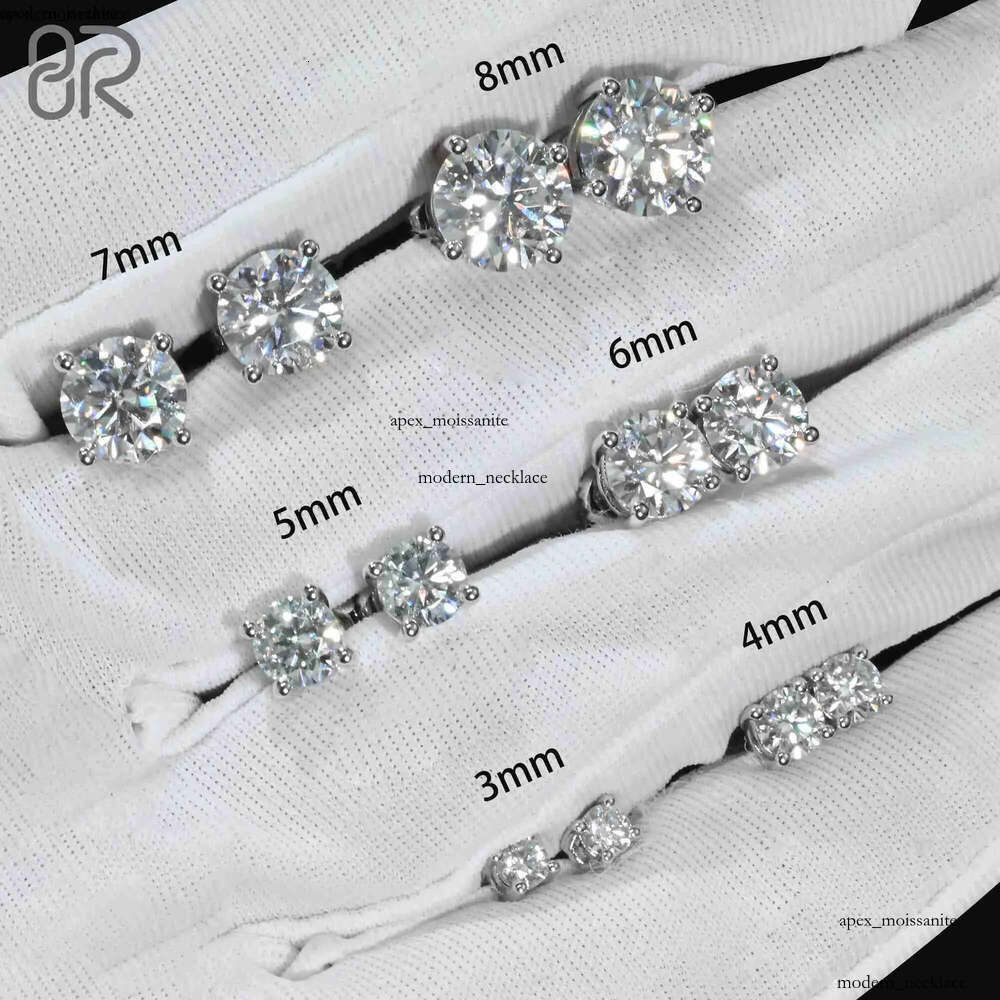 Wholesale Vvs Diamond Earring Factory Price 10k 14k 18k Solid Gold Round Brilliant Cut Moissanite Hoop Stud Earrings Men Women 94