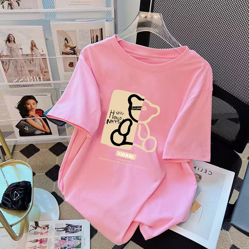 200g Pure Cotton Short-Sleeve T-Shirt for Women, Fashion Korean Style, Student Tee, Unisex Couple Half-Sleeve, Versatile & Age-Reducing T-Shirt