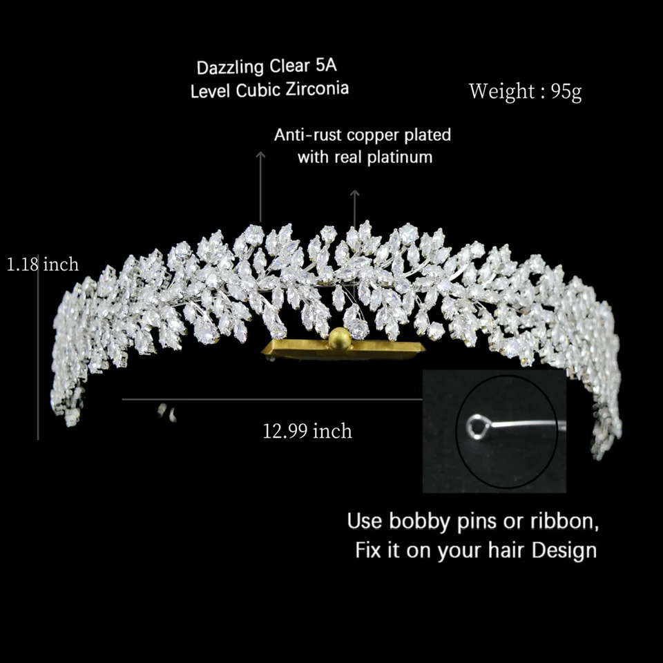 Bridal Headband For Wedding Hair Jewelry Headpiece CZ Zirconia Bride Crowns Tiaras For Women Diadem Party Prom Headdress 260208