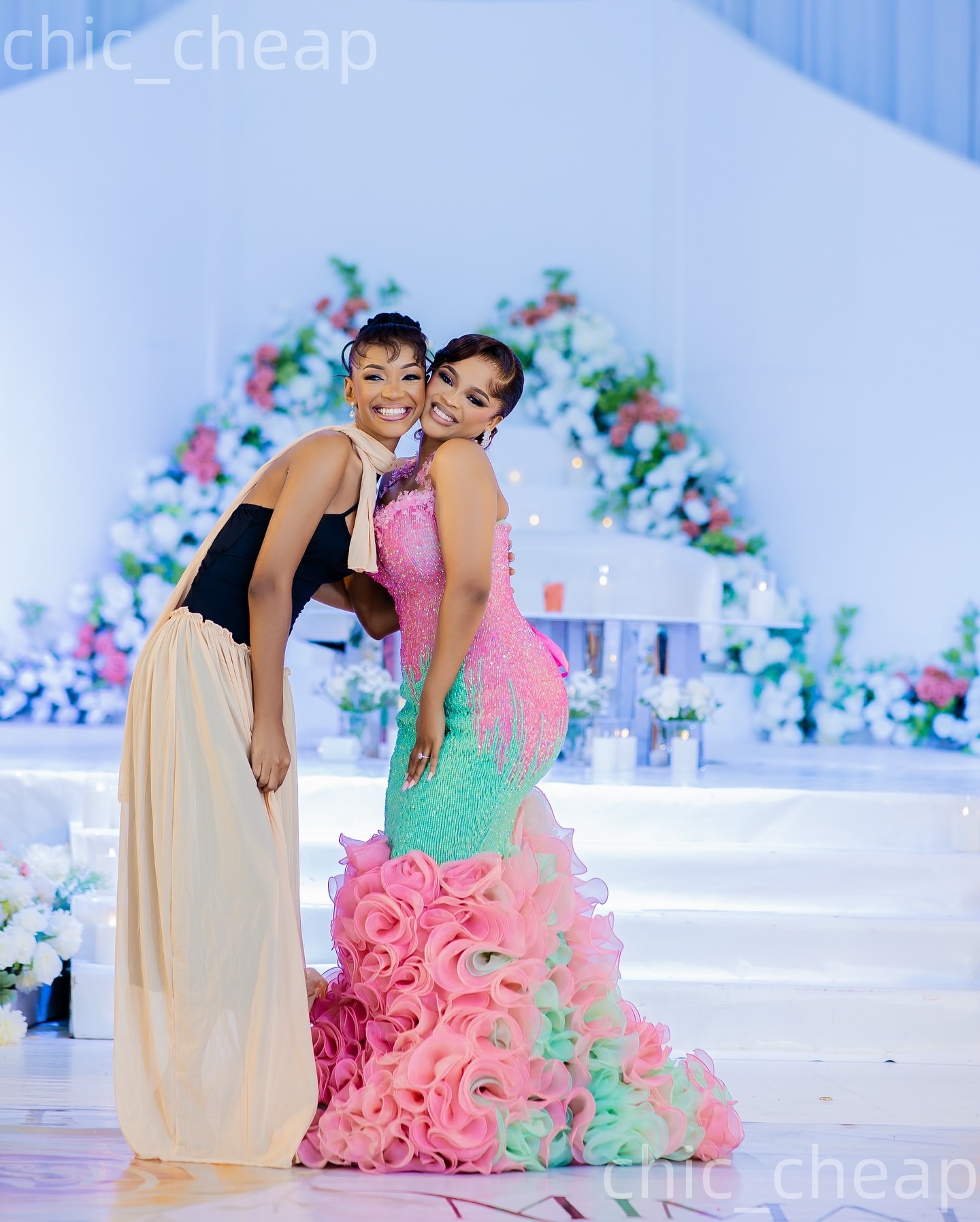 Aso Ebi Pink Mermaid Prom Dresses 2026 Halter Flowers Beaded Tiers Evening Formal Party Second Birthday Engagement Gowns Dress For Special Occasions Z