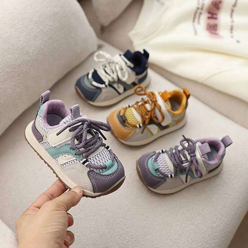 PU Leather Sport For Children Ergonomics Boy's Girl's Running Shoes Anti-slippery Waterproof Kid's Sneakers Spring Autumn 26W0224