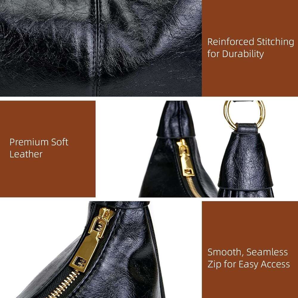 Shoulder For Women Small Hobo Bags Crescent Shaped Cute Retro Tote Handbag Mini Purse With Zipper Closure