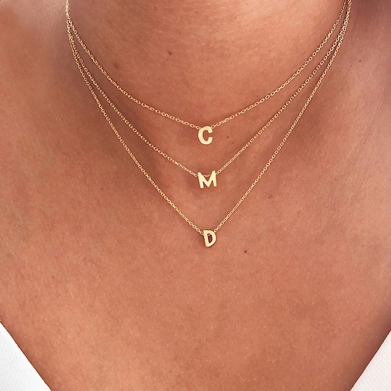 CANNER Letter Alphabet 925 Sterling Silver Chain Choker Necklaces For Women Minimalist Gold Color Necklace Fine Jewelry Collares 260208