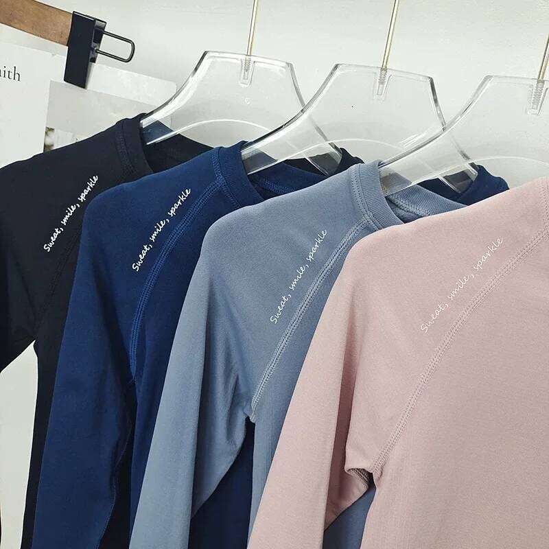 Women's Slim Fit Long Sleeve Top round Neck Elastic Sports Fitness Breathable T-shirt for Autumn Winter Yoga Clothes 26Y0224