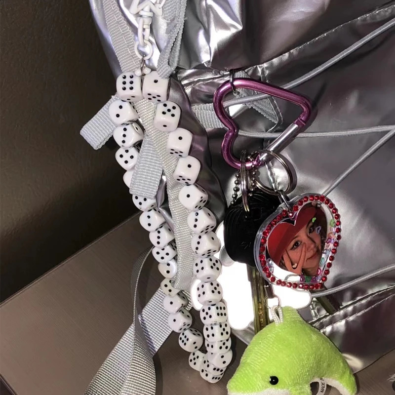 Korean Charm Dice Keychain Kawaii Harajuku Game Console Phone keychains Y2K Fashion Bag Pendant Jewelry Vintage Accessories 260202