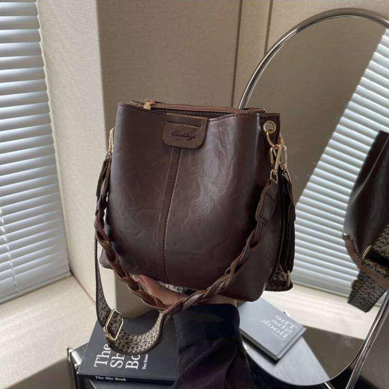 Bucket Crossbody For Shoulder Women Bags Vintage PU Leather Bag Handbag Brand Bolsas Z260224