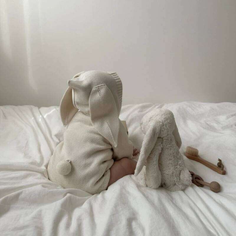 Toddler Bunny Ears Bodysuit Cute Baby Knitted Romper Easter Rabbit Jumpsuit 26H0224