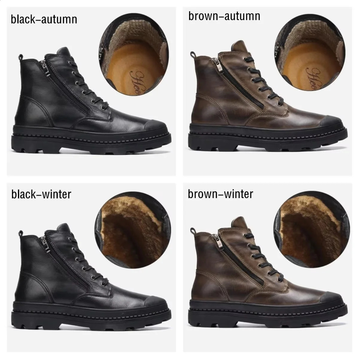 Natural Cow Leather Men Winter Boots Handmade Retro Men Boots Genuine Leather Men Winter Shoes 9550 260130