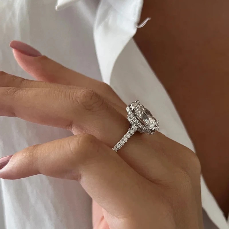 Ring 100 Real 925 Sterling Silver Diamond Party Wedding Band Rings for Women Bridal Engagement Jewelry GRA Certified 260124