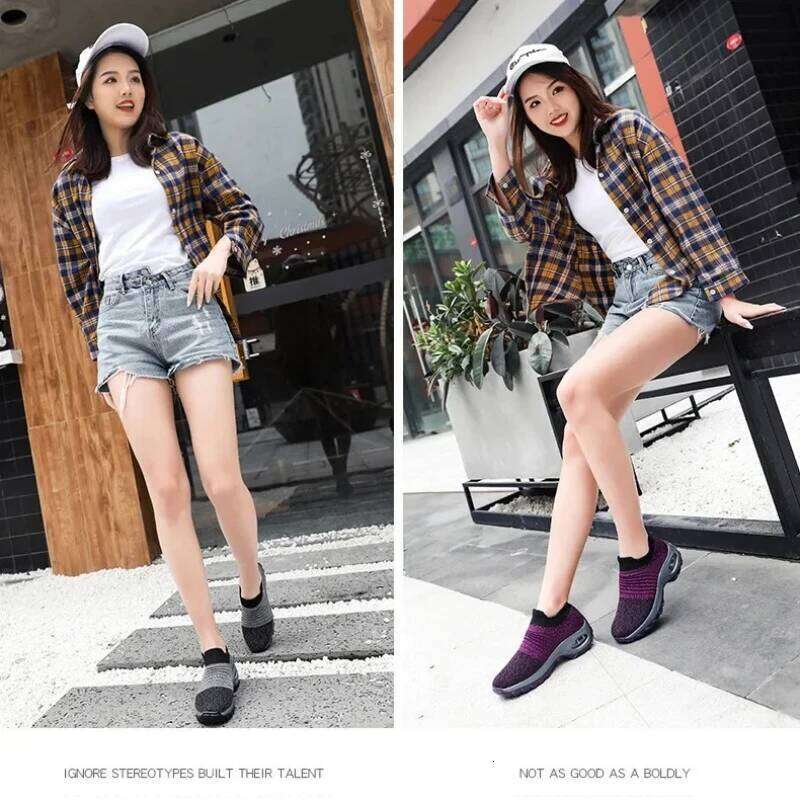 Cool Women's Mesh Slip on Breathable Thick Soled Versatile Flexible Suitable Daily Commuting Outdoor Sports Casual Shoes