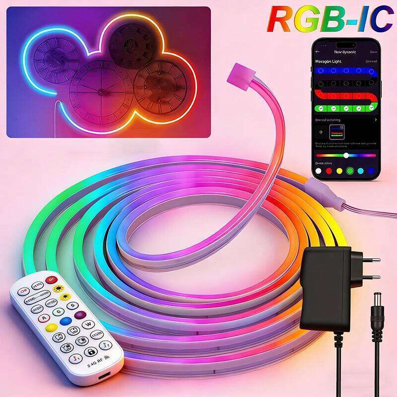 Lights,Flexible Control with App/Remote,Multiple Modes Rope Lights,IP65 Outdoor RGB-IC Led Neon Lights 26H0224