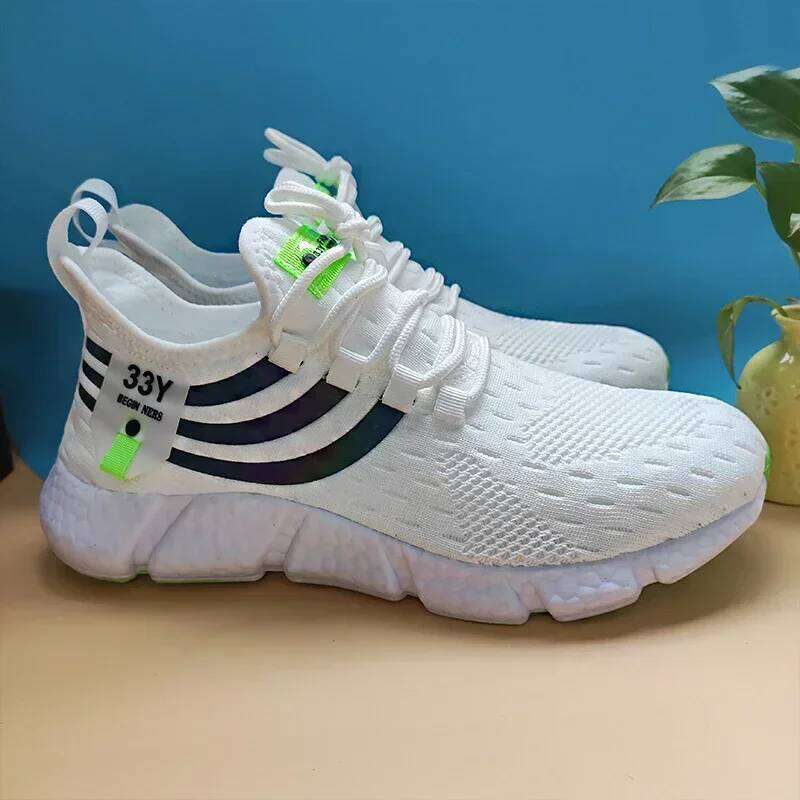 Men's Knitted Mesh Breathable Comfortable Ultra Light Running Anti Slip Fashionable Outdoor Walking Training Jogging Shoes