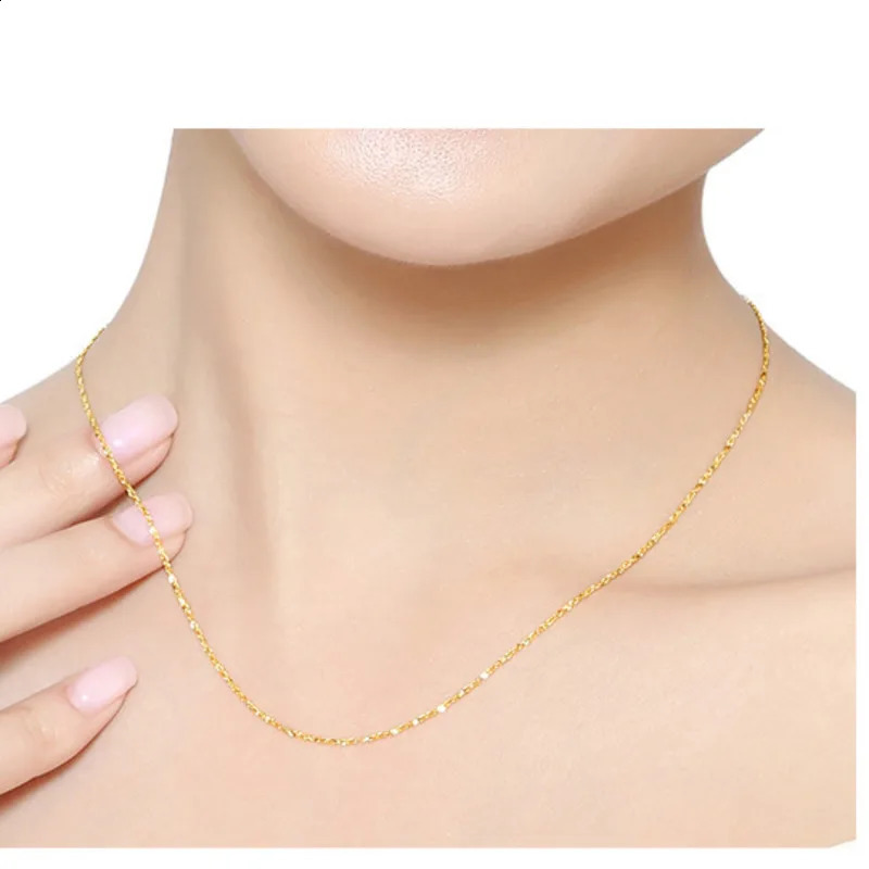 1mm Thin 925 Sterling Silver Gold Color Sky Star Link Chain Necklace For Women Girls Jewelry Collares Kolye Collier 40cm 45cm 260208