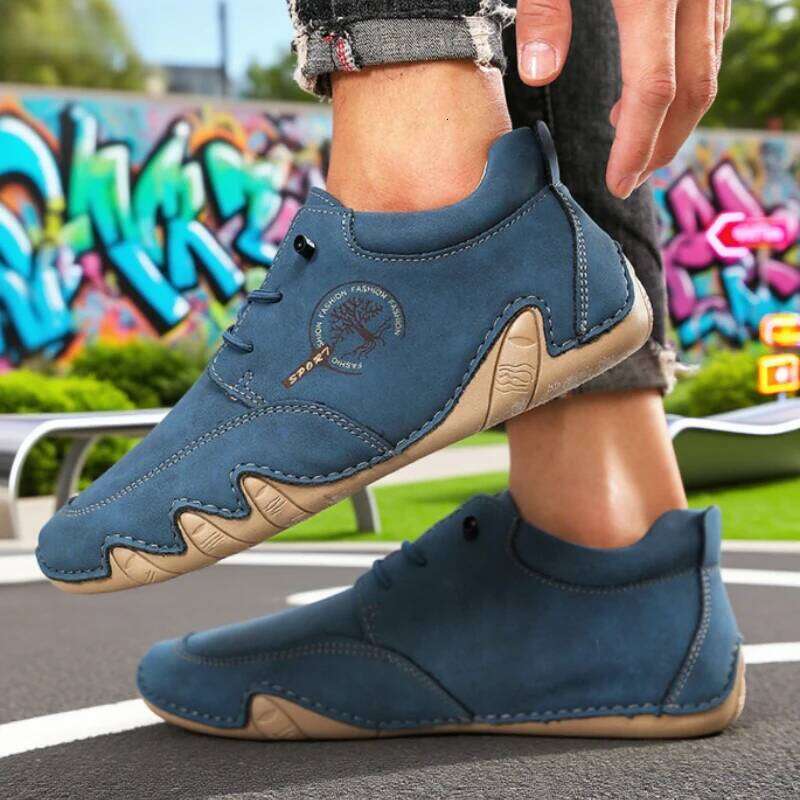 Casual Loafers Fashion Creativity Handmade Leather Luxury Bare Boots Comfortable Versatile Anti Slip High Top Men's Shoes