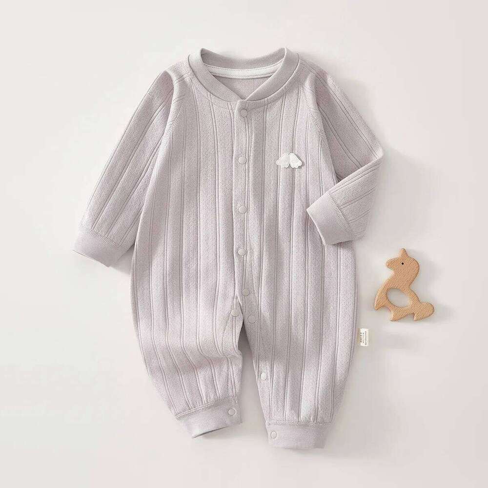 Somenie Baby Onesie Cotton Long-sleeved Pajamas Spring And Fall Models Cute Wings Embroidered Jumpsuit Boys Girls Newborn Gifts 26H0224