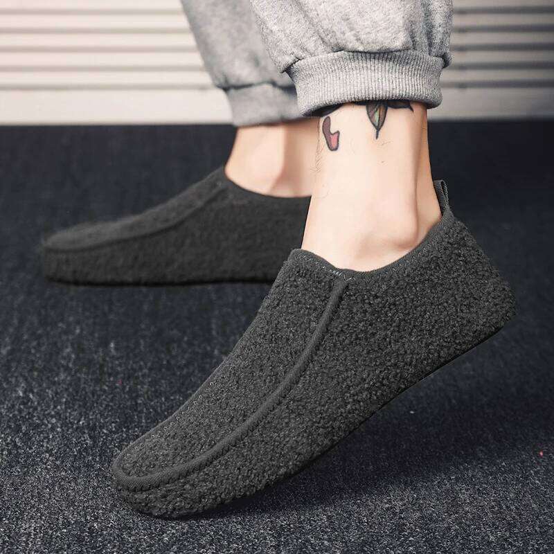 MAEDEF Warm Cotton Slippers Men Winter Soft Plush Thin Bottom Casual Male Loafers Light Men's Home Walking Shoes