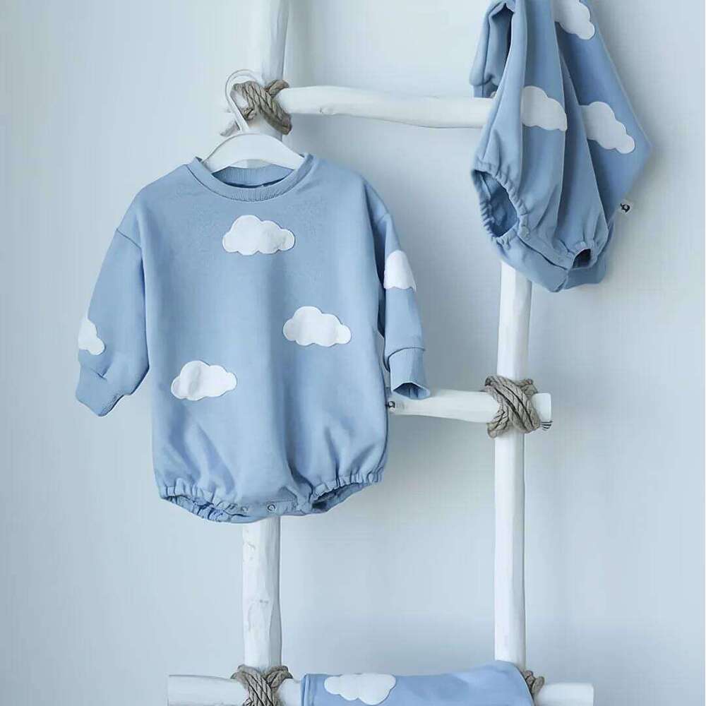 INS Spring Cloud Sweatshirt Romper Baby Girl Boys Cotton Bodysuit Clothes Newborn 0 to 12 months 24M Outerwear 26Y0224