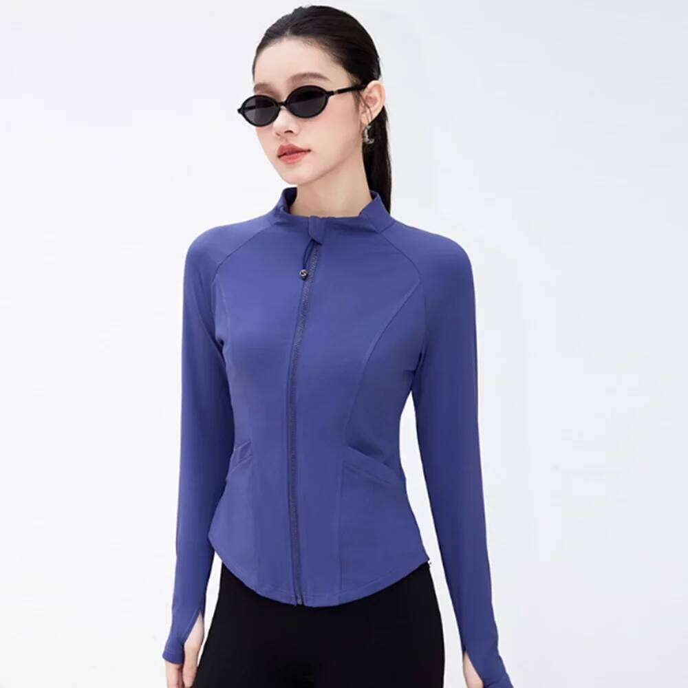 Women's Thermal Workout Stand Collar Slim Fit Zip Up Long Sleeve for Yoga Pilates Training 26Y0224