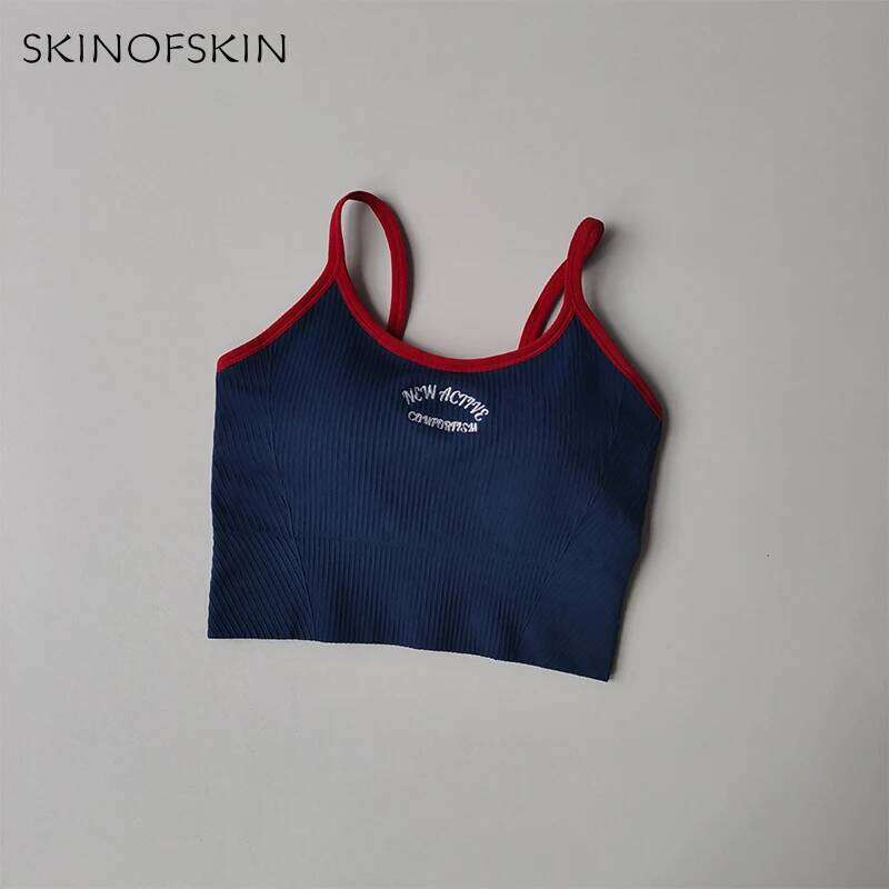 Color Blocking Small Suspender Sports for Women Fixed Cup Fitness Running Bra Acceleration, Dry Training Yoga Outerwear 26Y0224