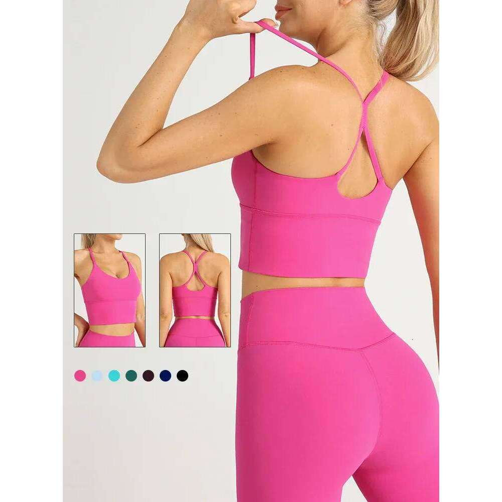 Solid Color Gym Naked Feeling Sexy Cross Y shape Bra Fitness Yoga Jogging Workout Sports Women Sling 26Y0224