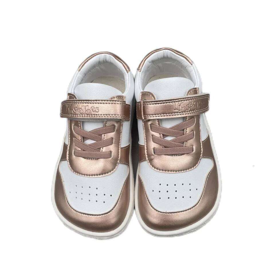 Tipsietoes New 2025 Spring Genuine Leather Shoe For Girls And Boys Kids Barefoot Sneaker Light Weight Minimalist Elastic Strape 26W0224