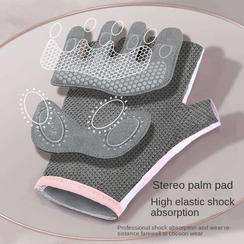 Women's Fitness Outdoor Sports Anti Slip Shock-absorbing Half Finger Gloves Durable and Breathable 26H0224