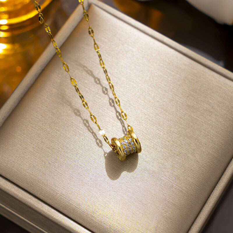 Full Diamond Waistline Titanium Steel Necklace Versatile Zircon Clavicle Chain Necklace For Women