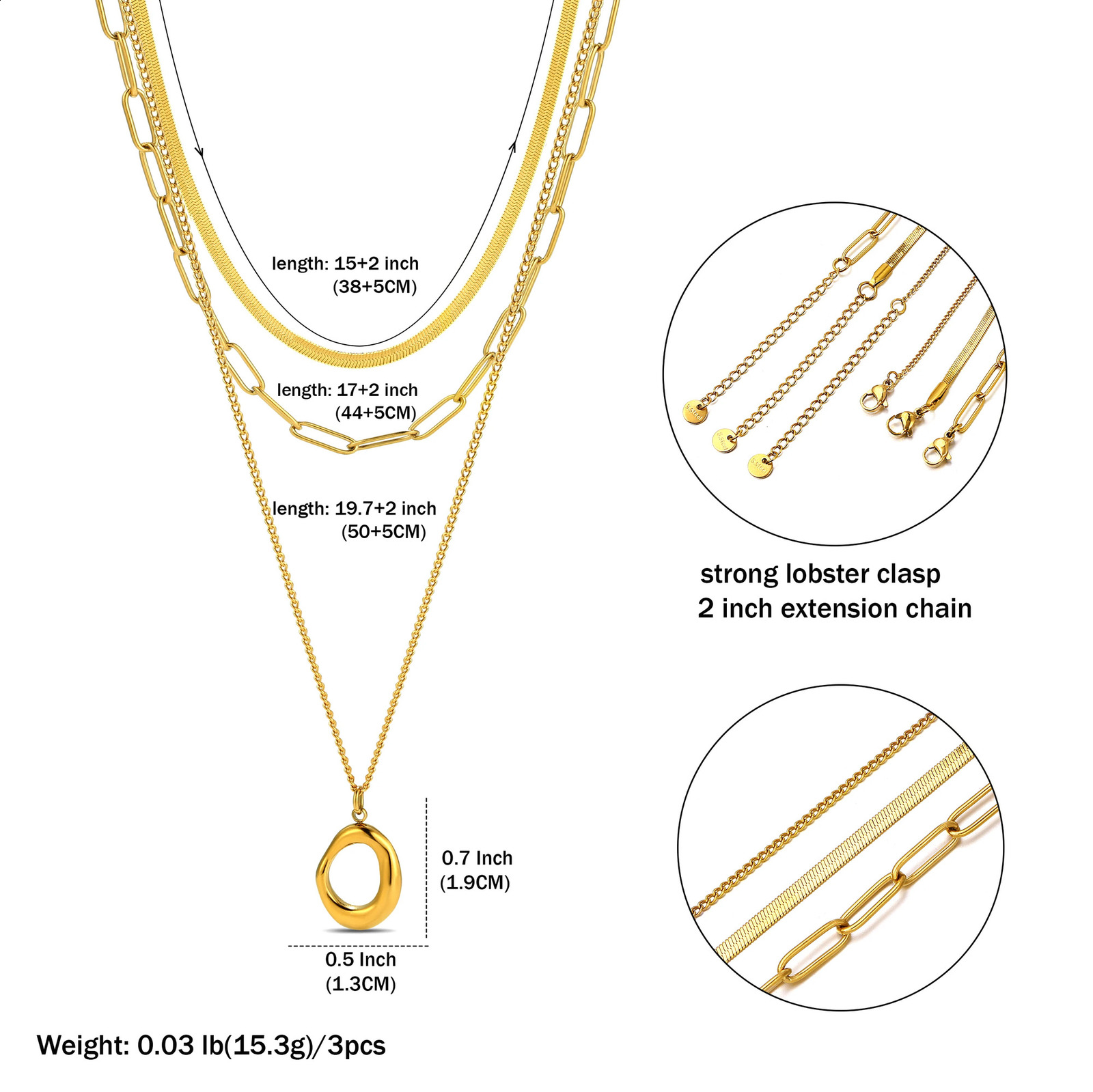 Badu 3Pcs Minimalist Gold Plated Layered Necklace Set Women Stainless Steel Stackable Chain Necklaces Daily Jewelry Gift 260207