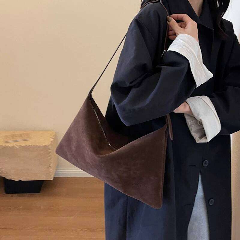 Vintage Fashion Crossbody Bags For Women Soft Suede Messenger Bag Big Capacity Shoulder Totes 2024 Handbags Luxury Z260224