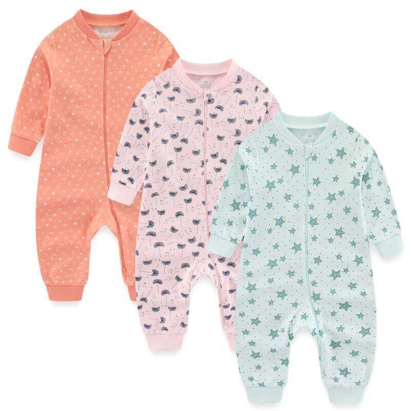 Unisex Rompers 2/3Pieces New Born Girl Sets 0-24M Baby Boy Clothes Solid Color Zipper Autumn Spring Bebes 26Y0224