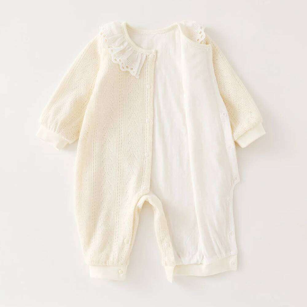 Rompers Girl Long Sleeve Autumn Winter Knitted Peter Pan Collar 1st Birthday Princess Baby Jumpsuit Christmas Infant Cloth 26H0224